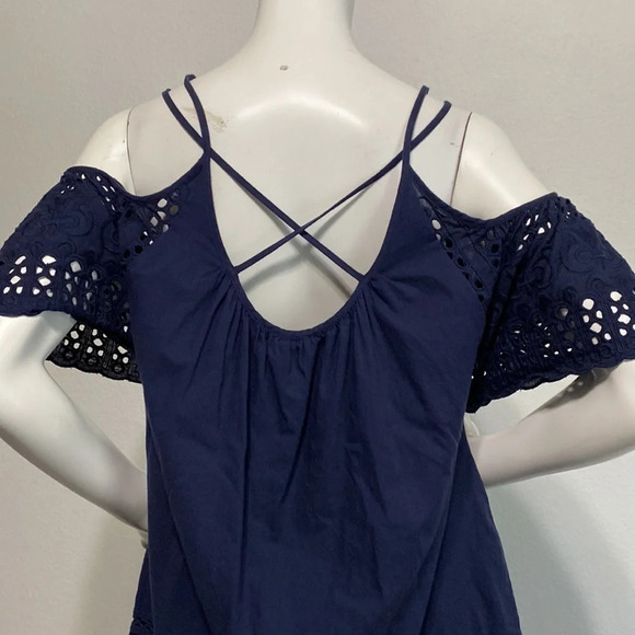 Anthropologie dRA Nancy Navy Eyelet Cotton Dress Size S - Picture 7 of 12